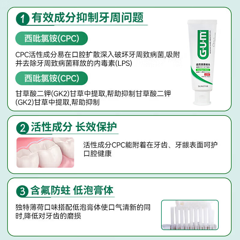 G U M Kangzhijia slows down and prevents bad breath toothpaste, the best purchase and sales choice, antibacterial, fresh breath, vanilla mint flavor, 2 packs