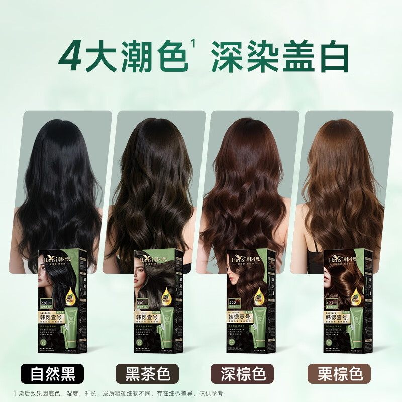 Han Yan No. 1 hair dye cream black tea natural plant hair dye for men and women, non-irritating, covering gray hair without staining the scalp