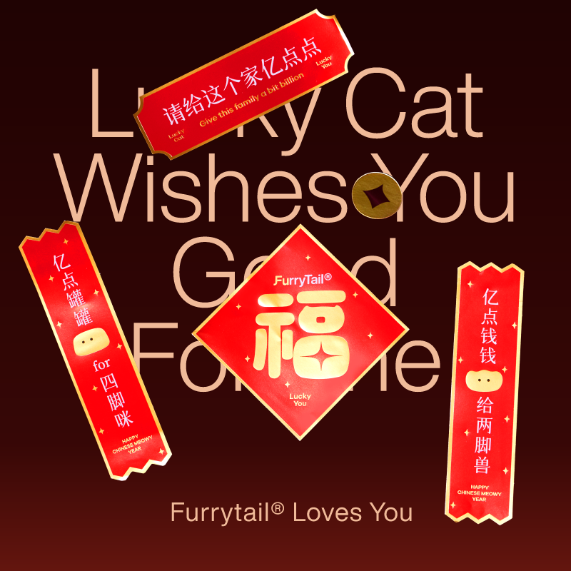 Taili Life New Year Gift Box, Waterfall Tart Tart Flow Heart Cat Staple Food Jar, Staple Food for Adult and Young Cats, Cat Wet Food Gift Box, Gift Cat House