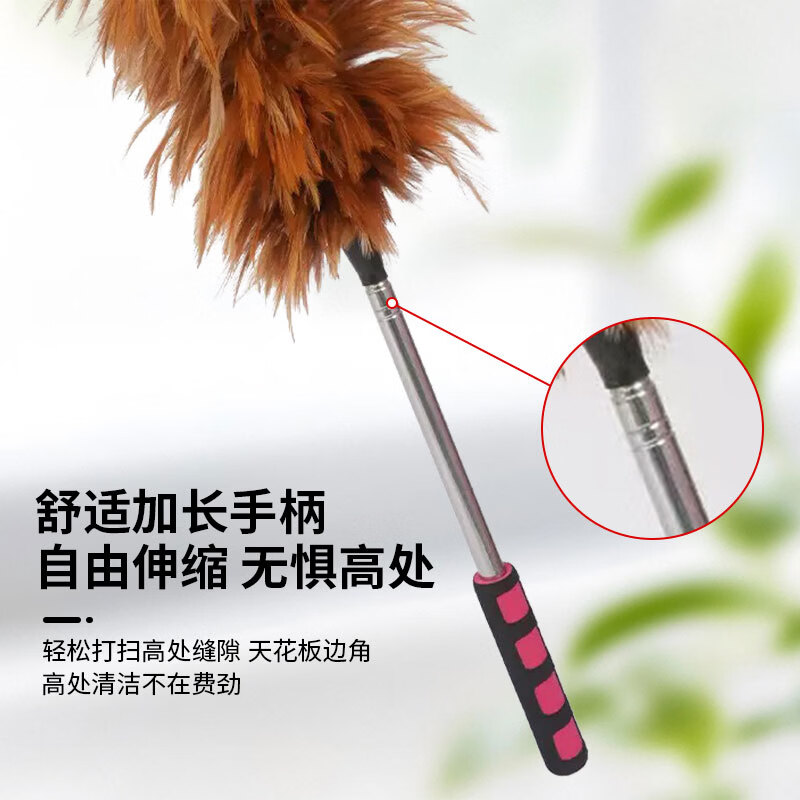 Jiang Tingke feather duster, non-shedding dust removal, household dust sweeping and cleaning duster, stainless steel telescopic handle 1.7m telescopic rod