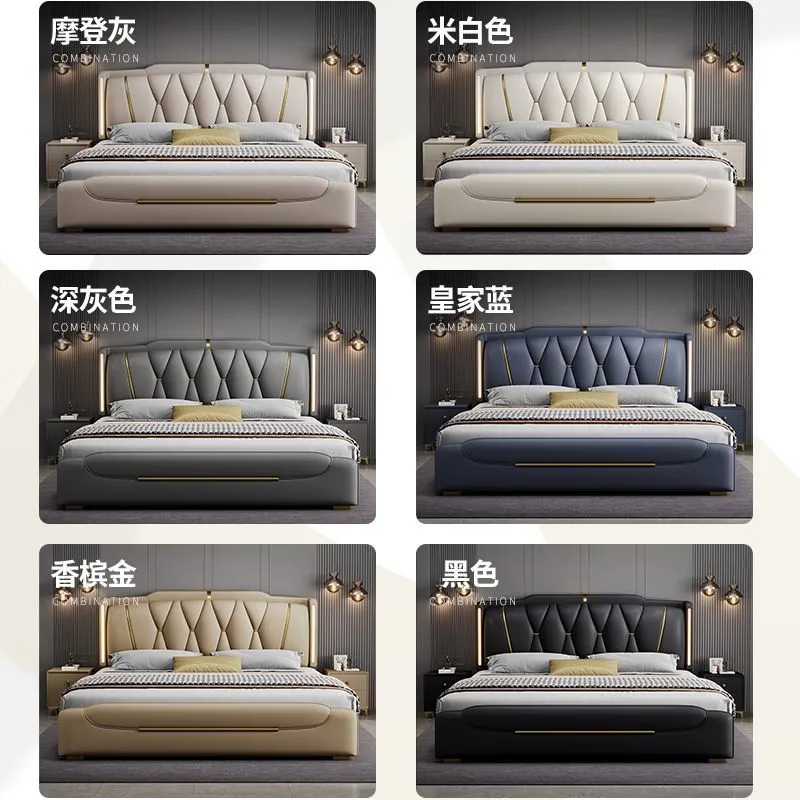 Laishida Nappa leather bed modern master bedroom soft package light luxury bed master bedroom high-end functional soft bed GH-101 1.8 meter frame bed