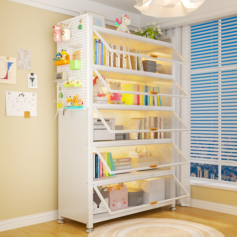 Tangji steel bookcase bookshelf storage rack vertical floor-standing integrated wall hole board bag storage living room storage cabinet 1