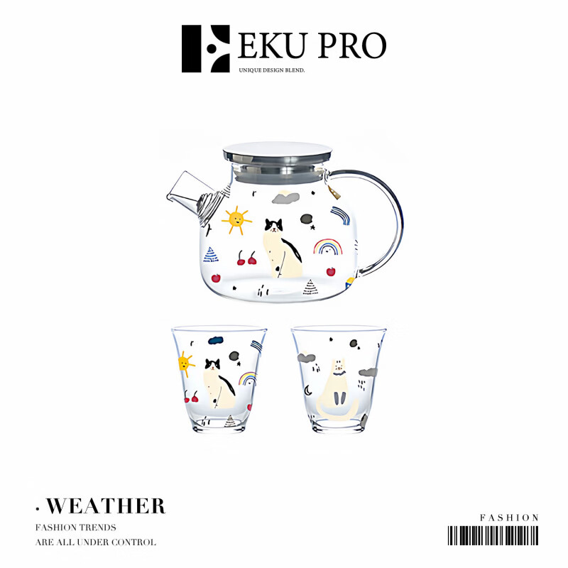 SMVP Japan imported quality cat glass heatable high temperature resistant tea set teapot teacup set teapot Yin_glass 1ml