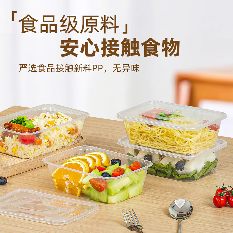 Temeiju disposable lunch box square 750 type * 10 sets for food fast food packed picnic box with lid bowl microwaveable