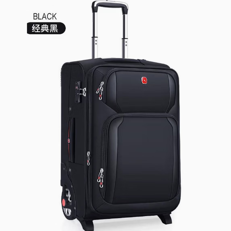 MDUG Swiss Army Knife one-way wheel trolley case men's business suitcase large wheel Oxford cloth password box directional wheel suitcase black 20 inches