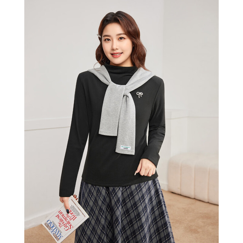 IEF/Aiyifu plus size women's clothing 2025 winter new Korean version simple solid color commuting versatile base layer