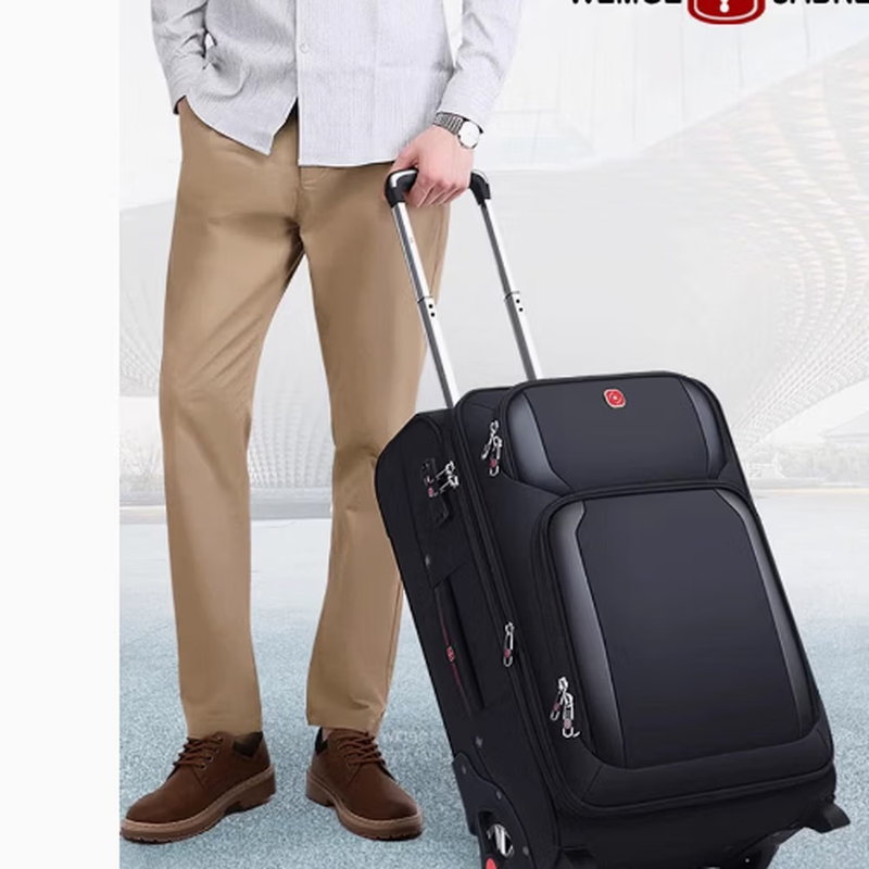 MDUG Swiss Army Knife one-way wheel trolley case men's business suitcase large wheel Oxford cloth password box directional wheel suitcase black 20 inches