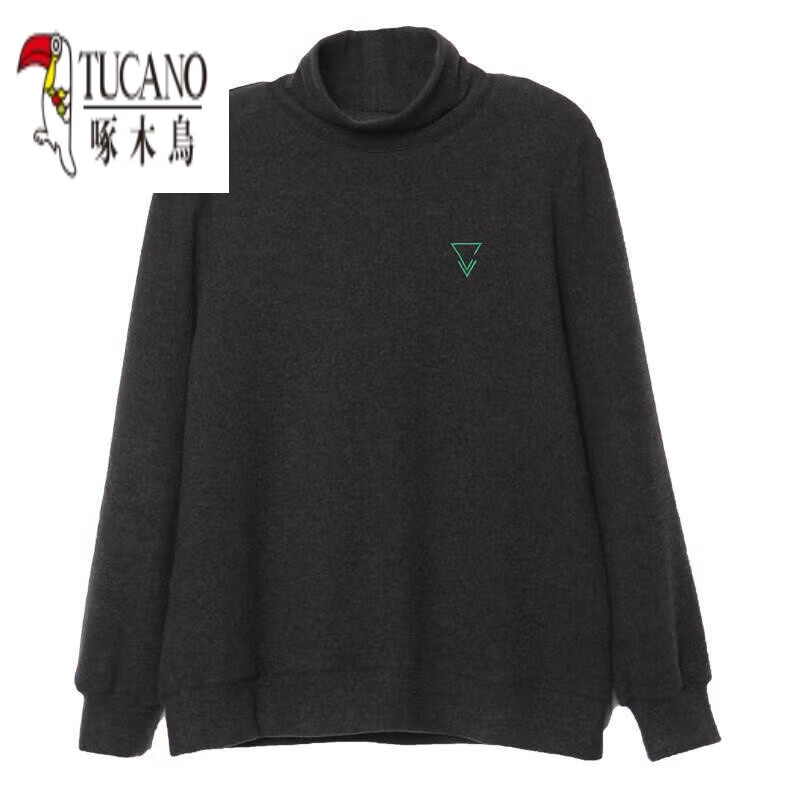 Woodpecker (TUCANO) turtleneck German velvet bottoming shirt autumn and winter 2026 new outer wear long-sleeved T-shirt women's inner wear plus size top dark gray XL recommended 115-130 pounds