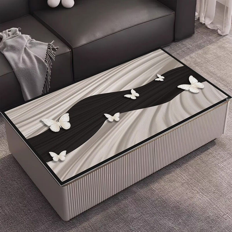 Fantasy light luxury simple high-end popular dining table mat coffee table mat desk mat table mat PVC waterproof and oil-proof 80x160cm Default hair Zhongtong Monet Butterfly Shadow