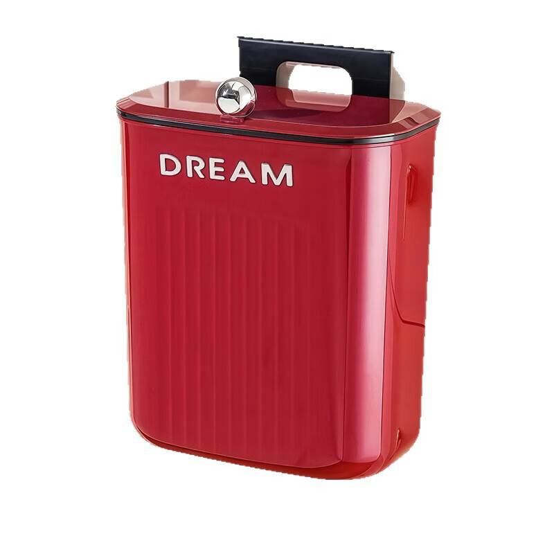 Wall-mounted trash can for kitchen household flip-top bend-free toilet paper basket with gap for kitchen waste hanging storage bucket sliding cover small size - retro green