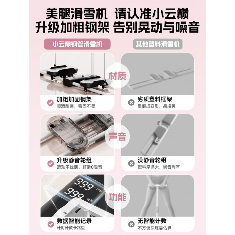 Domestic products carefully selected ski machine for home use for women, pelvic floor muscle trainer, leg adduction exercise equipment, fitness leg machine, standard model - black, stainless steel bearings, thickened steel tube, folding in seconds, beautiful legs and butt lift