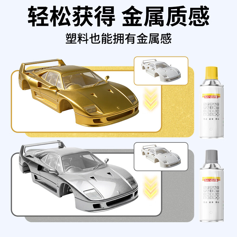 Sanhe metal self-spraying anti-rust paint paint spray can hand spray wheel color changing paint 350ml J2B35A bright gold