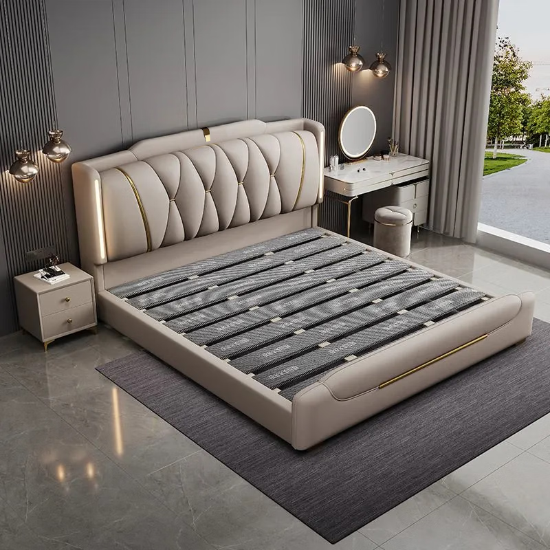 Laishida Nappa leather bed modern master bedroom soft package light luxury bed master bedroom high-end functional soft bed GH-101 1.8 meter frame bed