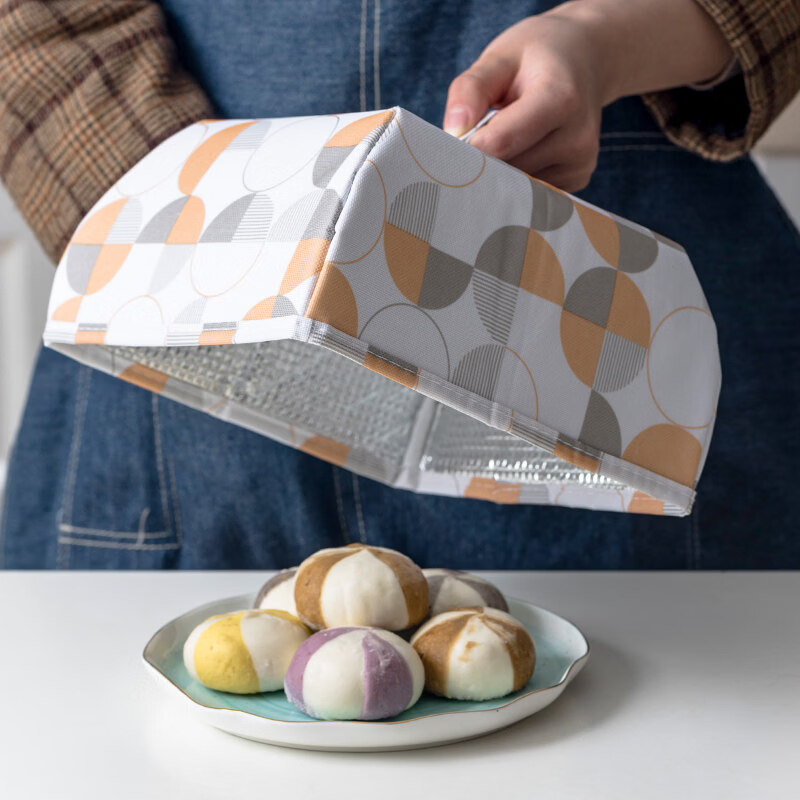 Tuojin imported high-quality thermal insulation cover from Japan for winter, thickened meal table cover, heated household foldable vegetable cover, anti-C_orange plaid small size