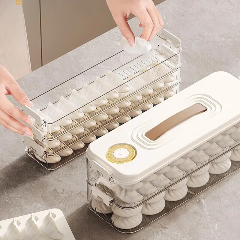 Sungsa refrigerator storage box dumpling box household food-grade kitchen side door dumplings and wonton box fresh-keeping quick-frozen special large size food-grade material cream white 2 layers