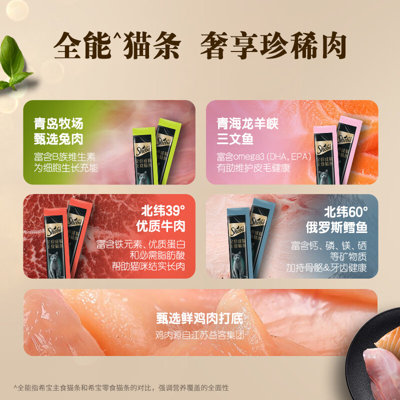 Sheba full price adult cat staple food cat strips mixed flavor 12g*36