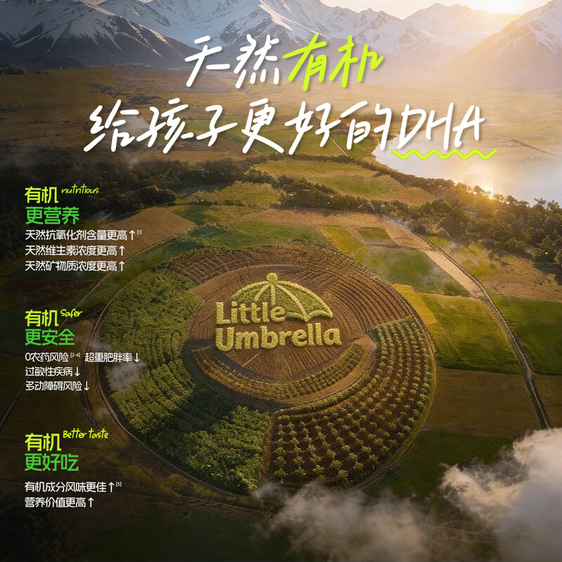 Xiaoxiao Umbrella Gold Label Good Nutrition Organic Pure DHA 15 Days + Algae Oil Nutritional Capsules for Infants and Young Children 60 capsules/box