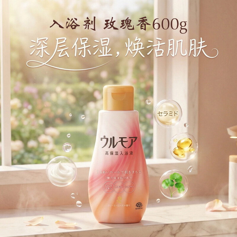 Anso Basiloman Hydrating Bath Salts 600ml Rose Scent Nourishes the Whole Body