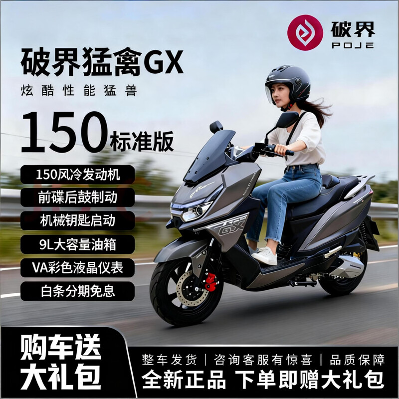 Breaking new 2025 new breaking Raptor GX150 two-wheeled large pedal fuel motorcycle National IV EFI national license plate matte gray Raptor GX150 high-end version 12V