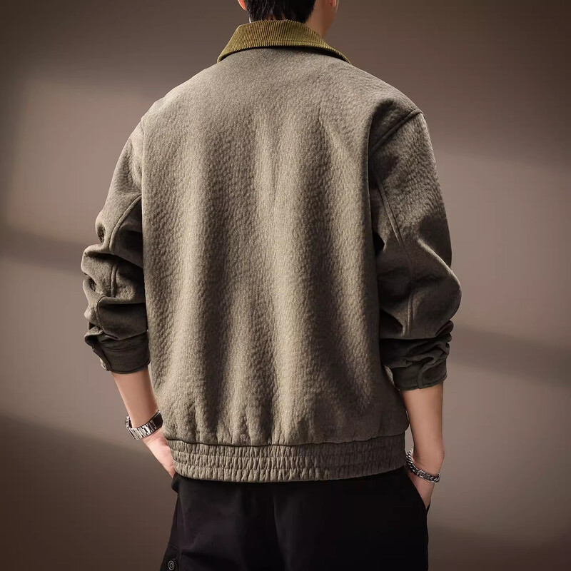 Precious color high-end American retro corduroy patchwork jacket for men in spring and autumn trendy brand loose casual workwear jacket top