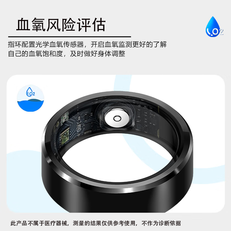NUIBC Smart Ring Blood Sugar Blood Pressure Blood Lipid Uric Acid Heart Rate Blood Oxygen Sleep Monitoring Health Risk Assessment Ring Smart Ring Holiday Gift Elder Men and Women Ring Silver PRO Blood Sugar Blood Pressure Blood Lipid Uric Acid Upgrade Model No. 11 Finger Circumference/Circumference 68mm