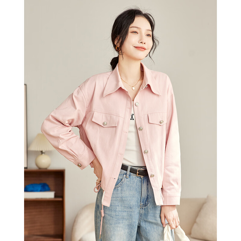 TERRE BLEUE casual short workwear denim jacket for women 2026 spring and autumn new loose striped stitching fake two-piece slimming top