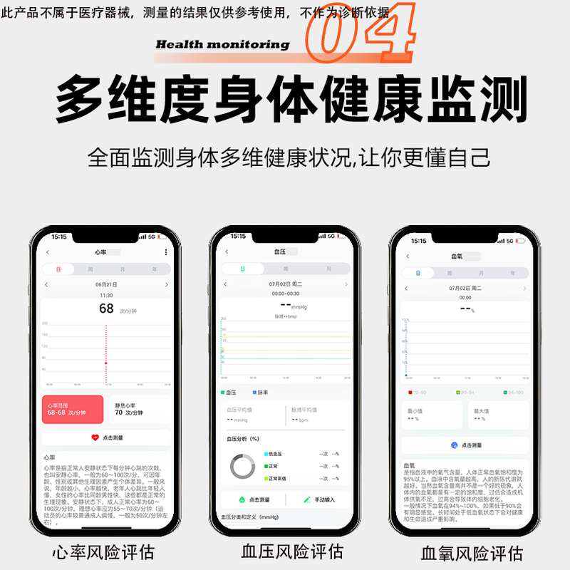 NUIBC Smart Ring Blood Sugar Blood Pressure Blood Lipid Uric Acid Heart Rate Blood Oxygen Sleep Monitoring Health Risk Assessment Ring Smart Ring Holiday Gift Elder Men and Women Ring Silver PRO Blood Sugar Blood Pressure Blood Lipid Uric Acid Upgrade Model No. 11 Finger Circumference/Circumference 68mm