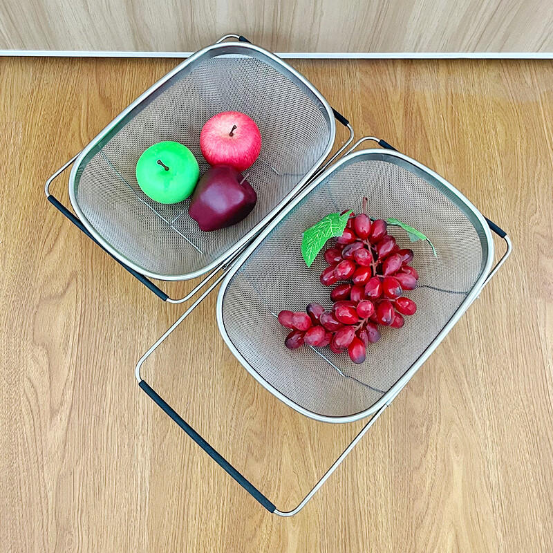 Sanqihu Stainless Steel Sink Rack Kitchen Dishes Drain Rinse Strainer Retractable Pool Drain Basket Large Drain Basket Factory Straight Hair No Labels