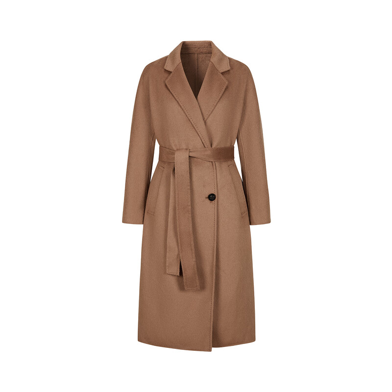 Jiuzi Annako Sheep Wool x Alpaca Elegant Waist Double-sided Wool Coat Women 2025 Winter New Camel M