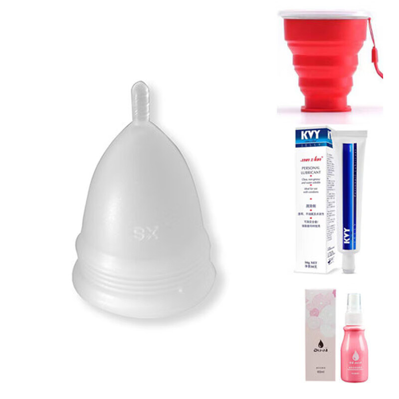 1 DOBNA ultra-small xs menstrual aunt cup for girls with built-in tampons for swimming and leak-proof liters, one extra-small size + disinfectant lubricant + cleaning cup 1