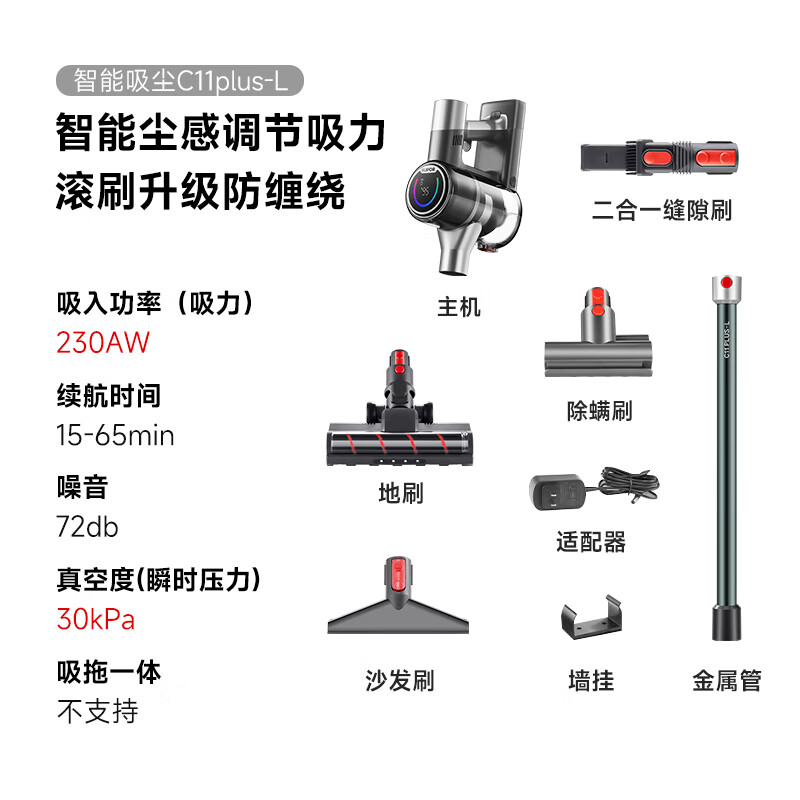 Supor Vacuum Cleaner Price Guaranteed 618 Household Wireless Green Light Dust Display Car-mounted High Suction Mite Removal Dust Cat Hair Dog Hair Pet Family Anti-Tangle C11PLUS-L