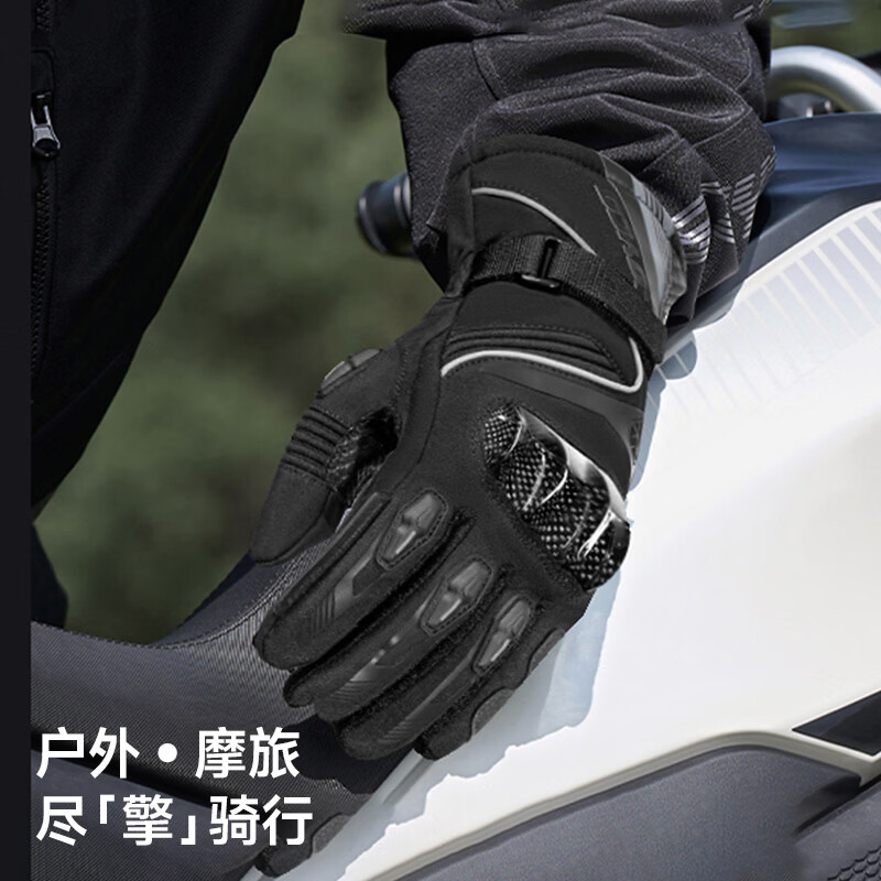 SCOYCO 2025 New Cycling Motorcycle Autumn and Winter Gloves for Riders Motorcycle Warm and Anti-Fall Carbon Fiber Protection Men and Women Waterproof Newly Upgraded MC164-2 Carbon Fiber/Waterproof Black L