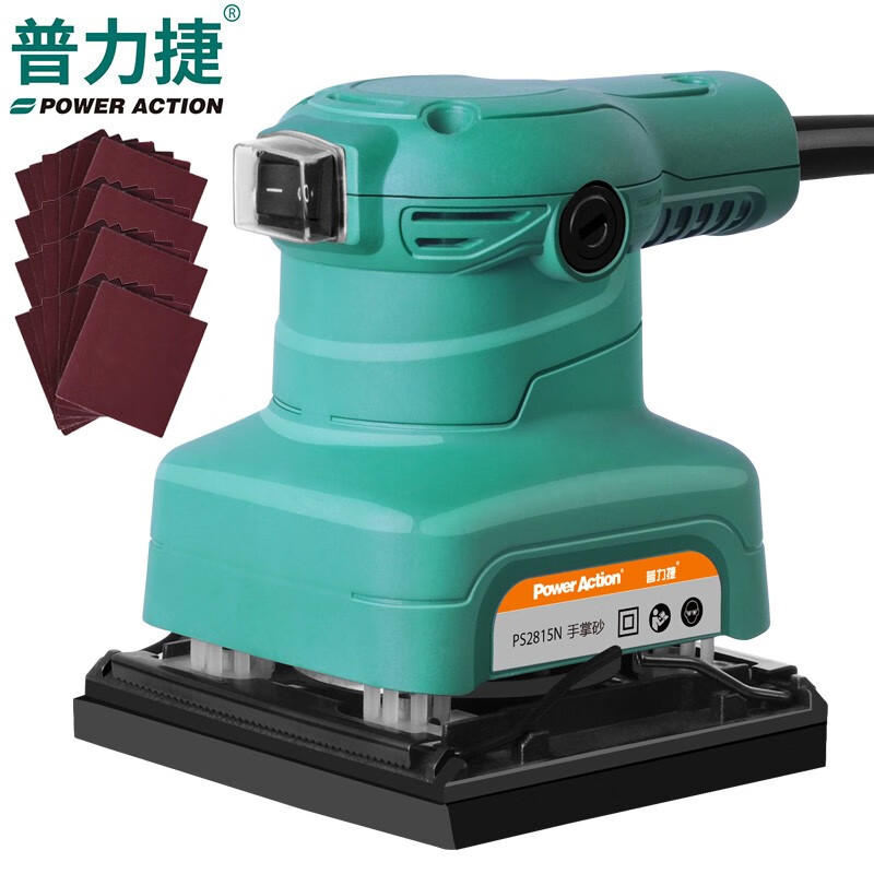 Pulijie Sandpaper Machine Flat Sander Woodworking Sander Furniture Putty Wood Floor Sander Electric Sanding Polisher PS2815N comes standard with 20 sheets of sandpaper