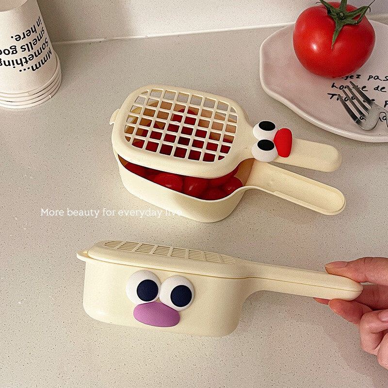Yusenyi cute mini fruit washing artifact with handle household cleaning basket kitchen small sink blueberry drain basket handle drain basket + patch