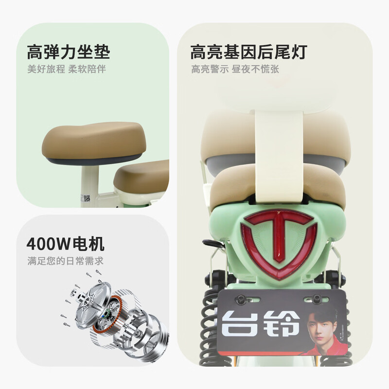 Tailing electric bicycle Koi 2026 new national standard electric bicycle 48V13AH lead-acid battery long battery life can be licensed for men and women commuting to work battery bicycle verdant green