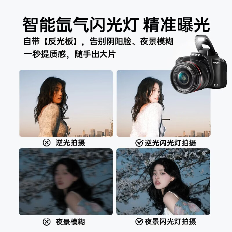 Oda top-equipped optical variable digital camera 64 million high-definition 12x optical zoom entry-level ccd student campus Vlog micro single lens telescopic 4K camera