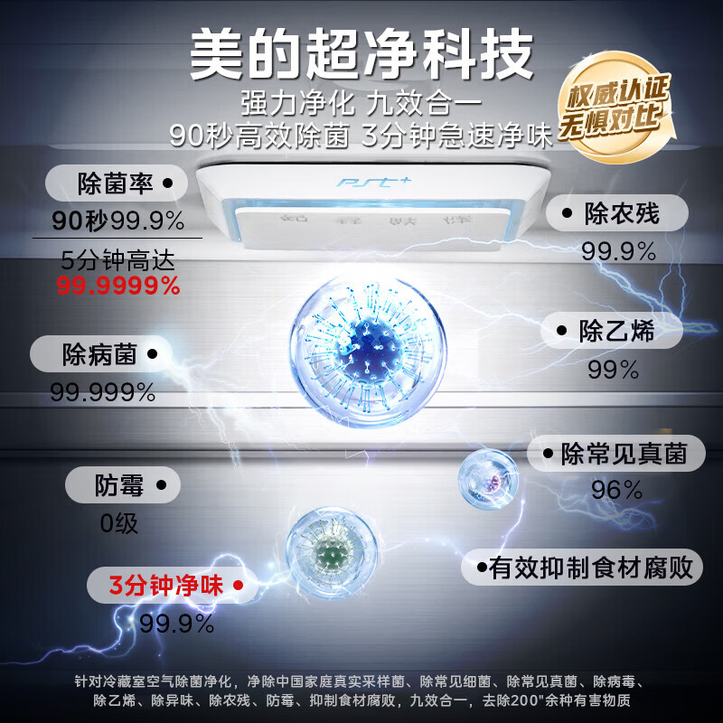 Midea Refrigerator 508 French multi-door dual system large capacity first-class energy efficiency dual frequency conversion four-door household refrigerator PST sterilization and odor-free air-cooled frost-free refrigerator wifi intelligent control 508 dual system first-class dual frequency conversion polar white