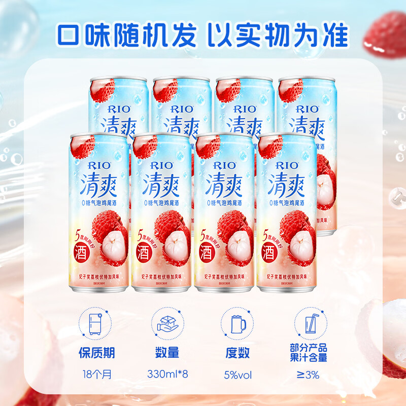 RIO pre-mixed cocktail, fruit wine, foreign wine refreshing zero sugar series 330ml*8 cans New Year's Day gift
