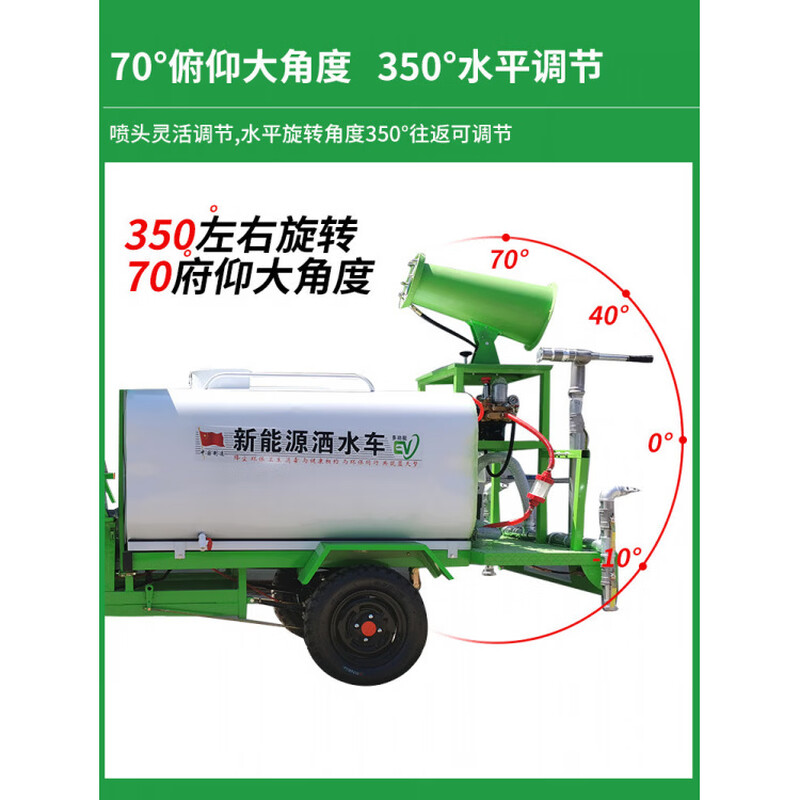 HAOYUNMA electric three-wheeled sprinkler truck for construction sites, multi-functional new energy fog cannon truck, small firefighting municipal greening water cannon truck, 0.8 m3 electric sprinkler, fog cannon truck, door-to-door delivery