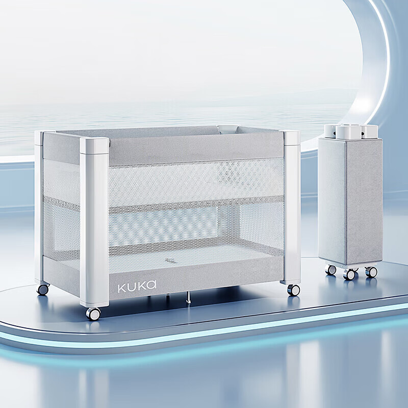 KUKA Light Luxury Baby Crib Newborn Foldable Spliced Large Bed Portable Movable BB Baby Bed P102 Luxury Supreme Package (Including Mattress) Free Mosquito Net