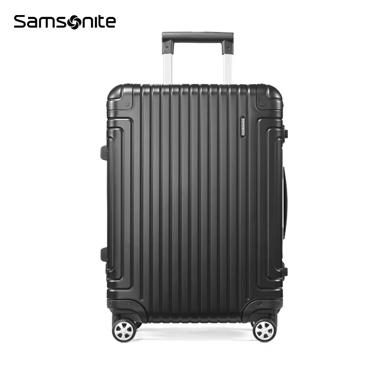 Samsonite Trolley Aluminum Magnesium Alloy Suitcase Sturdy Anti-pressure Suitcase Business Travel Large Capacity Universal Wheel Boarding Case DB3 Black 20 Inches