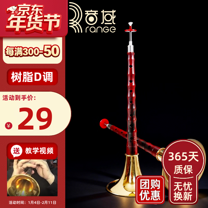 Range (RANGE) D-key suona imitation red sandalwood golden bowl for beginners to practice playing high-end adult suona instruments