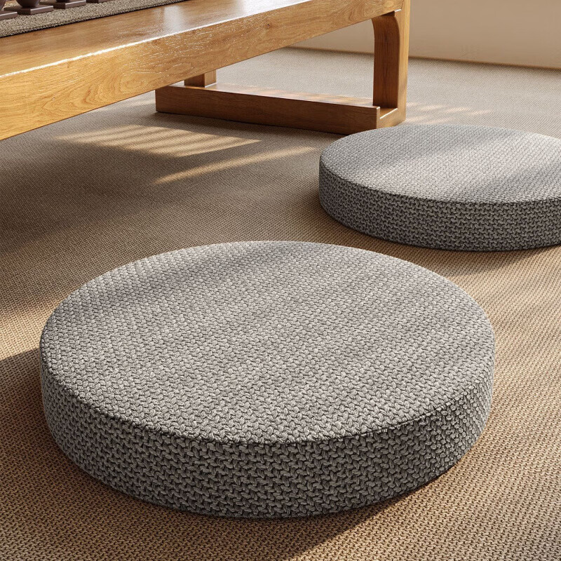 Futon household removable and washable Japanese window sill cushion tatami balcony bay window cushion Salima futon - round style woven gray 5cm thickness diameter 50cm