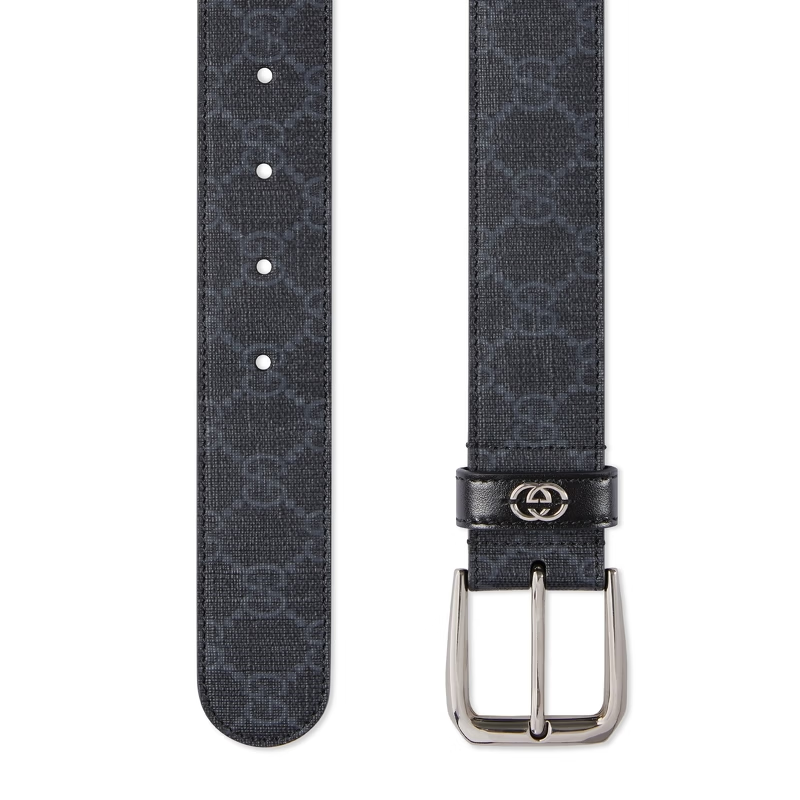 GUCCI Gucci interlocking double G detail belt 3.5cm wide black 95cm