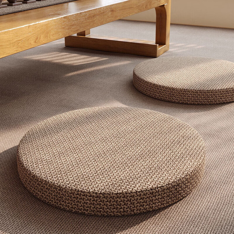Futon household removable and washable Japanese window sill cushion tatami balcony bay window cushion Salima futon - round style woven gray 5cm thickness diameter 50cm