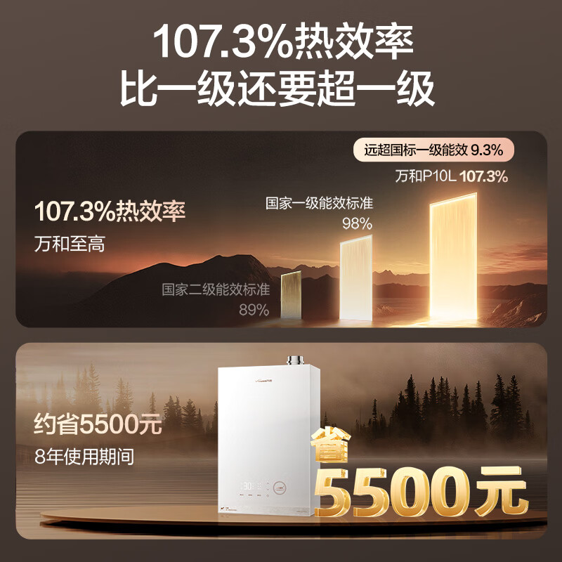 Wanhe non-condensed water white dew P10L 16 liters of natural gas super first-class energy efficiency silent 10A class constant temperature bubble washing subsidy 15% P10LTURBO gas water heater