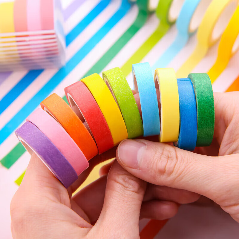 Ruoyu high-value single roll tape hand account sticker tape theme hand account diy decoration material stickers children's handmade solid color hand-teared stickers full roll color school stationery gift