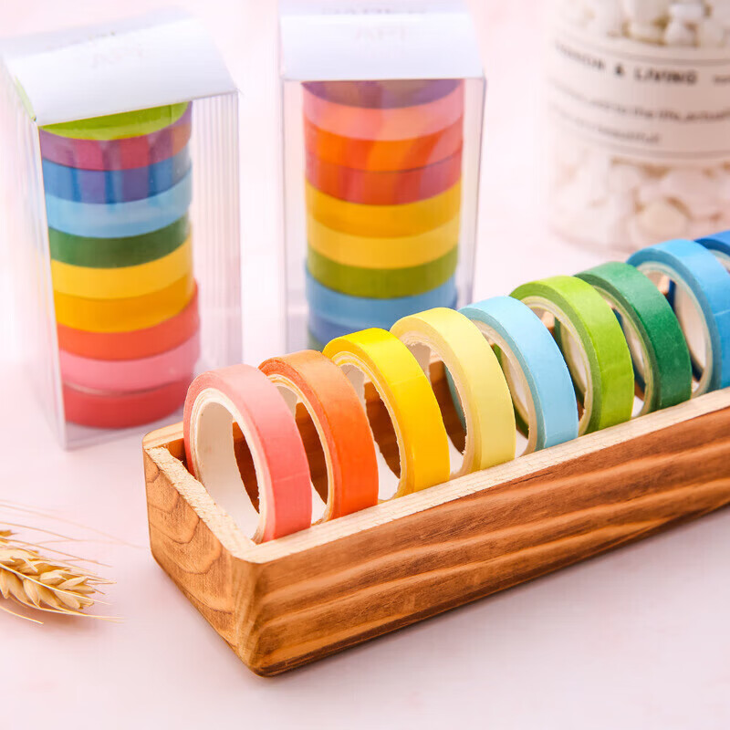 Ruoyu high-value single roll tape hand account sticker tape theme hand account diy decoration material stickers children's handmade solid color hand-teared stickers full roll color school stationery gift
