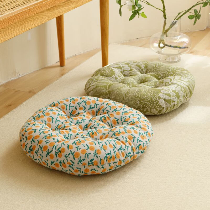 FANCYCHIC Large Cushion Large Futon Bay Window Cushion Japanese Tatami Sitting Floor Cushion Reliable Thick Cotton and Linen Style Round-Colored Trojan Diameter 45cm