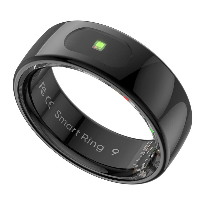 Universal smart ring for Apple mobile phone, good-looking gift for couples, step counting, running, measuring heart rate, blood oxygen, sleep, black, Hipto brand smart ring No. 8 (18.20mm)